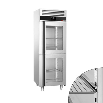 Chłodziarka ze stali nierdzewnej PREMIUM - GN 2/1 - 700 litrów - z 2 szklanymi półdrzwiami - Prime Gastro