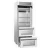 Commercial Upright Fridge Stainless steel PREMIUM - GN 2/1 - 700L - with 1 glass door - 2 drawers