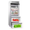 Commercial Upright Fridge Stainless steel PREMIUM - GN 2/1 - 700L - with 1 glass door - 2 drawers