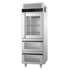 Commercial Upright Fridge Stainless steel PREMIUM - GN 2/1 - 700L - with 1 glass door - 2 drawers