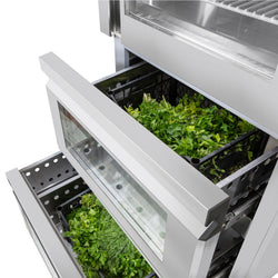 Commercial Upright Fridge Stainless steel PREMIUM - GN 2/1 - 700L - with 1 glass door - 2 drawers