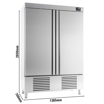 Szafa chłodnicza ze stali nierdzewnej PREMIUM PLUS - 1110L - 1385x700mm - 2 drzwi - chłodzenie wentylowane; samozamykające drzwi