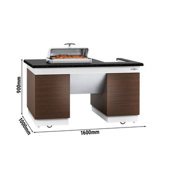 Stacja do gotowania / stół przygotowawczy DUBLIN - 1600 mm - blat roboczy kuchenny z czarnego granitu - Prime Gastro