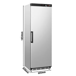 Lagerkühlschrank Edelstahl PREMIUM - 400 Liter - mit 1 Tür - Innenseite der Tür aus Kunststoff