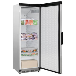 Lagerkühlschrank Edelstahl PREMIUM - 400 Liter - mit 1 Tür - Innenseite der Tür aus Kunststoff