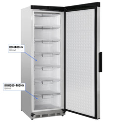 Lagerkühlschrank Edelstahl PREMIUM - 400 Liter - mit 1 Tür - Innenseite der Tür aus Kunststoff