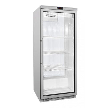 Szafa chłodnicza magazynowa ECO – stal nierdzewna – 580 L – z 1 drzwiami szklanymi
