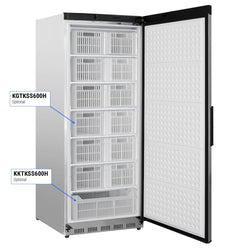 Szafa chłodnicza do przechowywania PREMIUM ze stali nierdzewnej - 600 litrów - z 1 drzwiami - wnętrze drzwi z tworzywa sztucznego