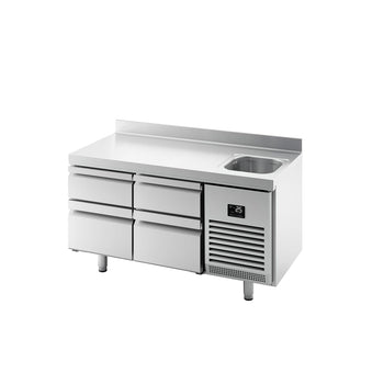 Stół chłodniczy PREMIUM PLUS - 1468x600mm - 250L - z 4 szufladami - z 1 komorami prawa - z rantem
