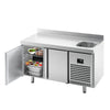Commercial Counter Fridge PREMIUM PLUS - 1468x600mm - with sink - with 2 doors - with upstand - capacity 250 litres