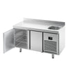 Commercial Counter Fridge PREMIUM PLUS - 1468x600mm - with sink - with 2 doors - with upstand - capacity 250 litres