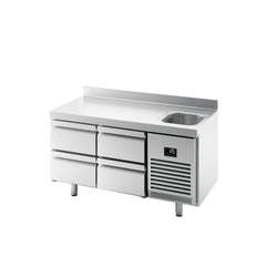 Stół chłodniczy PREMIUM PLUS - 1468x700mm - 305L - z 4 szufladami - z 1 komorami prawa - z rantem