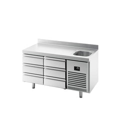 Stół chłodniczy PREMIUM PLUS - 1468x700mm - 305L - z 6 szufladami - z 1 komorą - z rantem