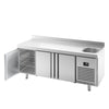 Commercial Counter Fridge PREMIUM PLUS - 1960x600mm - with sink - with 3 doors - with upstand - capacity 385 litres