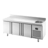 Commercial Counter Fridge PREMIUM PLUS - 1960x600mm - with sink - with 3 doors - with upstand - capacity 385 litres