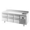 Stół chłodniczy PREMIUM PLUS - 1960x700mm - 465L - z 6 szufladami - z 1 komorami - z rantem - na rynek PL