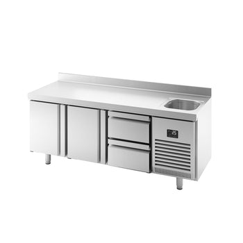 Stół chłodniczy PREMIUM PLUS - 1960x700mm - 465L - z 2 drzwiami - z 2 szufladami - z 1 komorą - z rantem