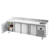 Commercial Counter Fridge PREMIUM PLUS - 2452x700mm - with sink - with 4 doors - with upstand - capacity 630 litres
