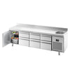 Stół chłodniczy PREMIUM PLUS - 2452x700mm - 630L - z 1 drzwiami - z 6 szufladami - z rantem