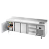 Stół chłodniczy PREMIUM PLUS - 2452x600mm - 510L - z 3 drzwiami - z 3 szufladami - z 1 komorami prawa - z rantem