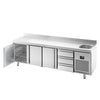 Stół chłodniczy PREMIUM PLUS - 2452x600mm - 510L - z 3 drzwiami - z 3 szufladami - z 1 komorami prawa - z rantem