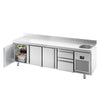 Stół chłodniczy PREMIUM PLUS - 2452x600mm - 510L - z 3 drzwiami - z 2 szufladami - z 1 komorą - z rantem