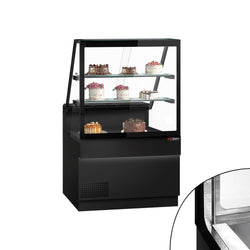 Lada chłodnicza TORONTO - 1000 mm - 2 półki - czarny panel przedni - blat roboczy kuchenny z czarnego granitu