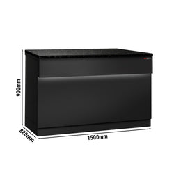 Lada kasowa TORONTO - 1500 mm - czarny panel przedni - blat roboczy kuchenny z czarnego granitu