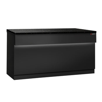 Stolik kasowy TORONTO stal nierdzewna - 1800x880mm - Panel przedni Czarny mat - Blat roboczy Czarny granit