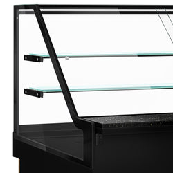Witryna chłodnicza TORONTO - 1300x880mm - 1200L - front Czarny - z oświetleniem LED - podwójna szyba - blat granitowy Czarny - 2 półki