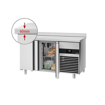 Stół Chłodniczy PREMIUM - 1400x700 mm - z 2 drzwiami & panelem tylnym - Prime Gastro