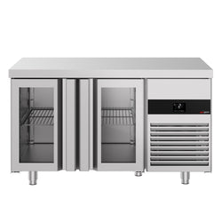 Stół chłodniczy PREMIUM - 1400x700mm - 281L - z 2 przeszklonymi drzwiami
