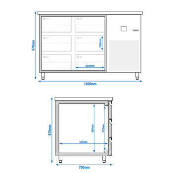 Stół chłodniczy PREMIUM - 1400x700mm - 6 szuflad - Prime Gastro