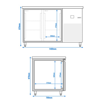Stół Chłodniczy PREMIUM - 1400x700 mm - z 2 drzwiami - Prime Gastro