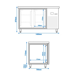 Stół chłodniczy PREMIUM - 1400x700mm - 281L - z 2 drzwiami - na rynek PL