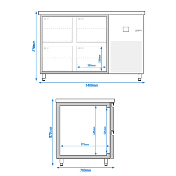 Stół Chłodniczy PREMIUM - 1400x700 mm - z 4 szufladami - Prime Gastro