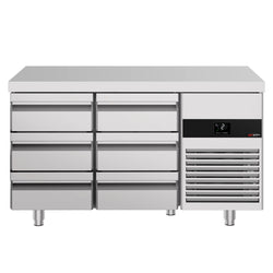 Commercial Counter Fridge PREMIUM - 1400x700mm - with 6 drawers - capacity 281 litres