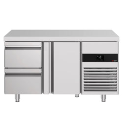 Stół chłodniczy PREMIUM – 1400 x 700 mm – z 1 drzwiami i 2 szufladami