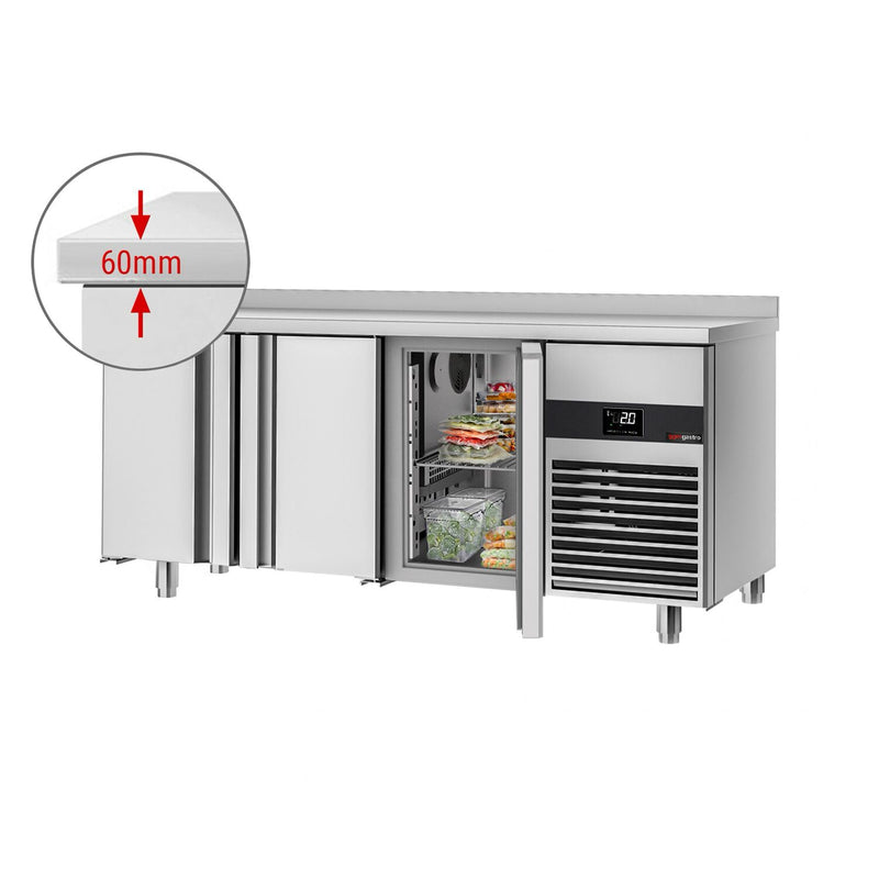 PREMIUM Refrigerated Table -1860x600 mm - with 3 doors & rear panel