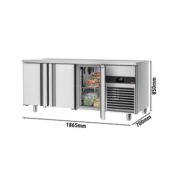 Stół Chłodniczy PREMIUM - 1865x700 mm - z 3 drzwiami & panelem tylnym