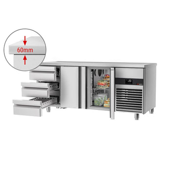 Stół chłodniczy PREMIUM - 1865x700 mm - z 2 drzwiami & 3 szufladami - Prime Gastro