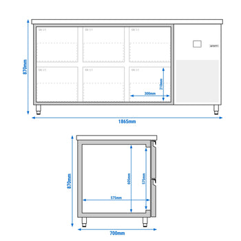 Stół chłodniczy PREMIUM - 1865x700 mm - z 6 szufladami - Prime Gastro