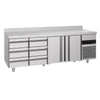 Commercial Counter Fridge PREMIUM - 2330x700mm - with 2 doors - 6 drawers - with upstand