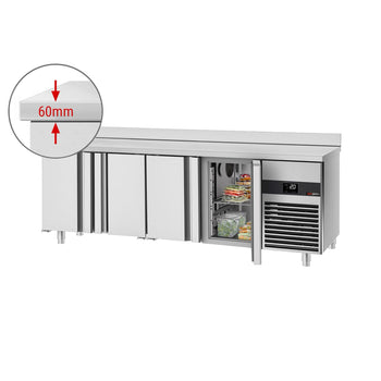 Stół Chłodniczy PREMIUM - 2330x700 mm - z 4 drzwiami & panelem tylnym - Prime Gastro
