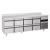 Commercial Counter Fridge PREMIUM - 2330x700mm - with 8 drawers - with upstand - capacity 632 litres