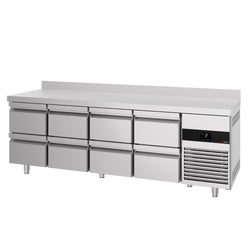 Commercial Counter Fridge PREMIUM - 2330x700mm - with 8 drawers - with upstand - capacity 632 litres