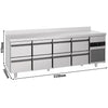 Commercial Counter Fridge PREMIUM - 2330x700mm - with 8 drawers - with upstand - capacity 632 litres