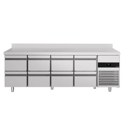 Commercial Counter Fridge PREMIUM - 2330x700mm - with 8 drawers - with upstand - capacity 632 litres