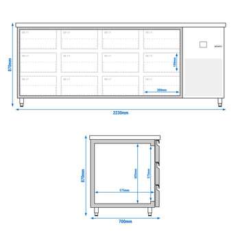 Stół chłodniczy PREMIUM - 2330x700 mm - 12 szuflad - Prime Gastro