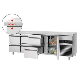 Stół chłodniczy PREMIUM - 2330x700 mm - z 1 drzwiami & 6 szufladami - Prime Gastro